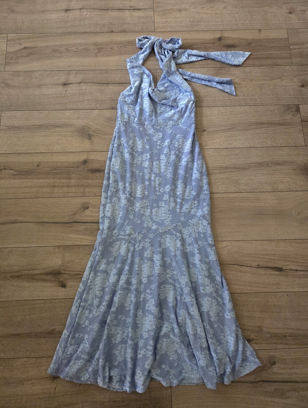 Princess Polly Light Blue Floral Halter Maxi Dress